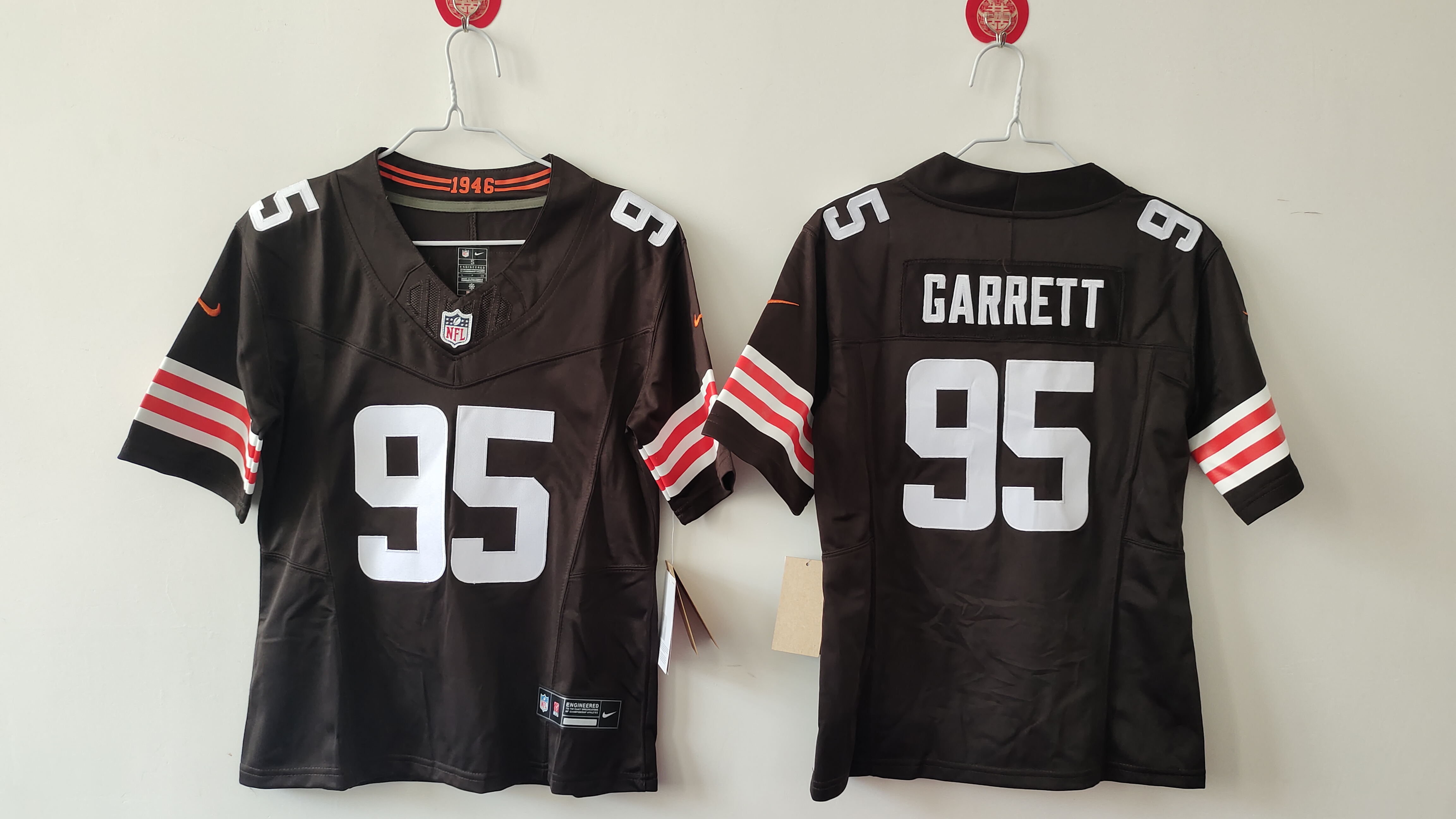 Women's Cleveland Browns #95 Myles Garrett Brown 2024 F.U.S.E Stitched Jersey(Run Small)